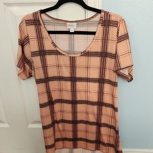 LuLaRoe Orange Pink Fitted Short Sleeve T-Shirt Tunic